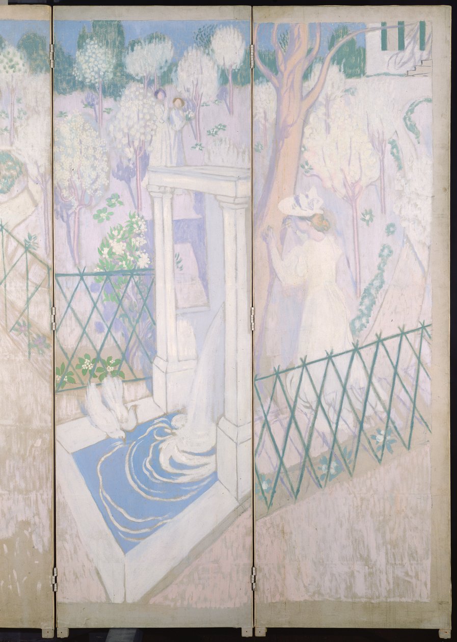 Paravent mit Tauben (Detail der rechten Paneele) von Maurice Denis