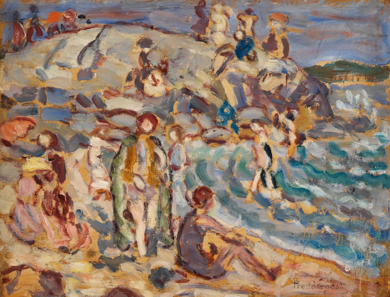 Strandszene und Hügel von Maurice Brazil Prendergast