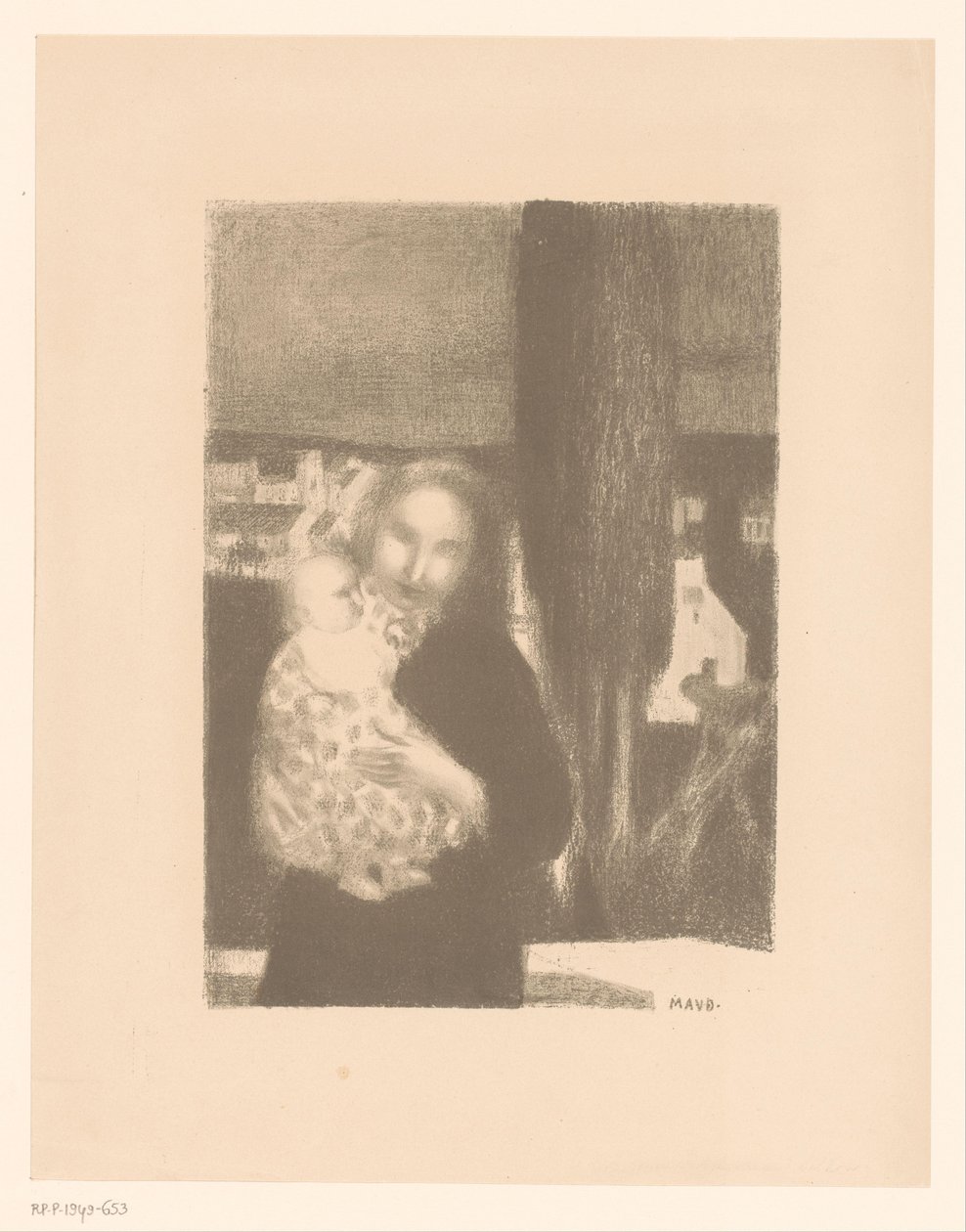 Mutter mit Baby bei einer Zypresse von Maurice Denis