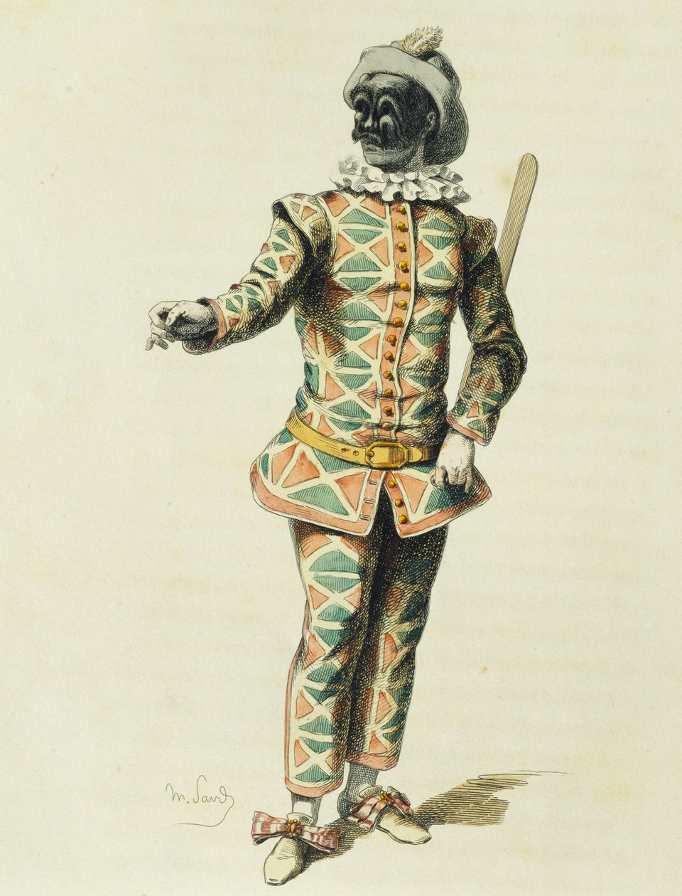 Harlekin im Jahr 1671 von Maurice Sand