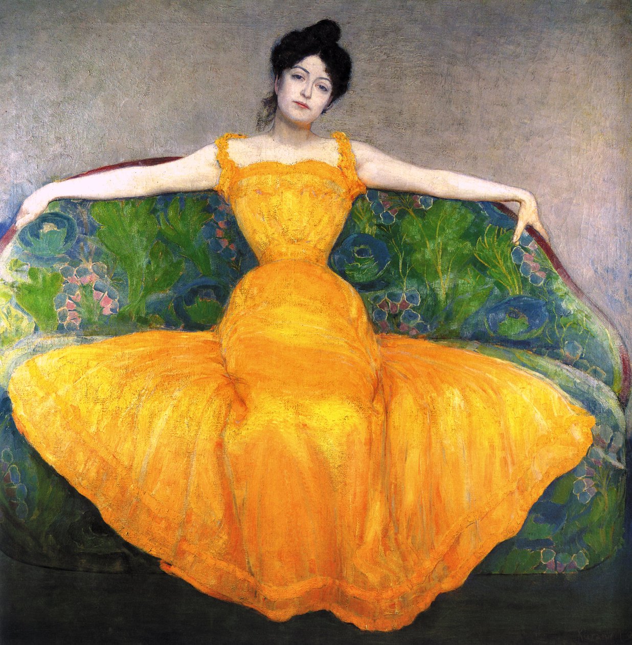 Frau in einem gelben Kleid von Max Kurzweil
