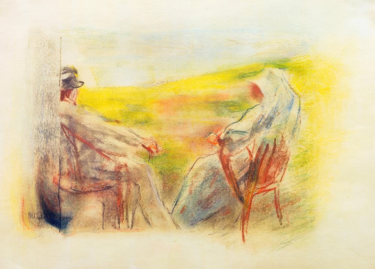 Dame und Herr vor einer Dünenlandschaft von Max Liebermann