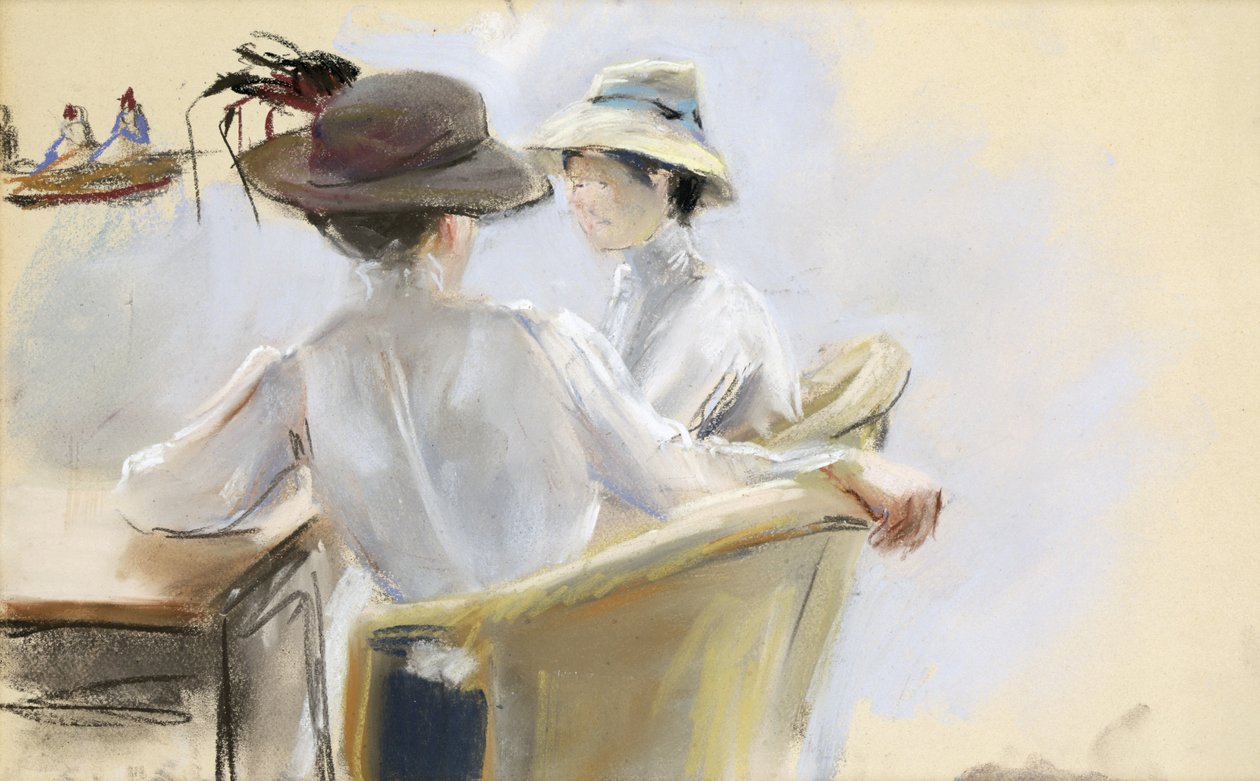 Zwei Damen am Wasser (Pastell auf Papier) von Max Liebermann