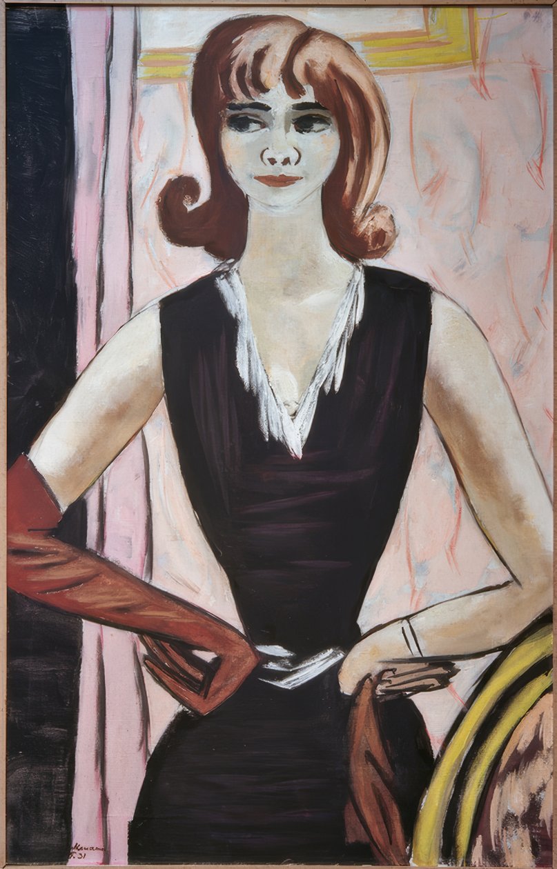 Bildnis Quappi auf Rosa und Violett von Max Beckmann