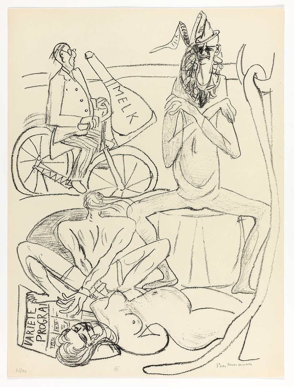 Zirkus, Platte 12 aus Tag und Traum von Max Beckmann