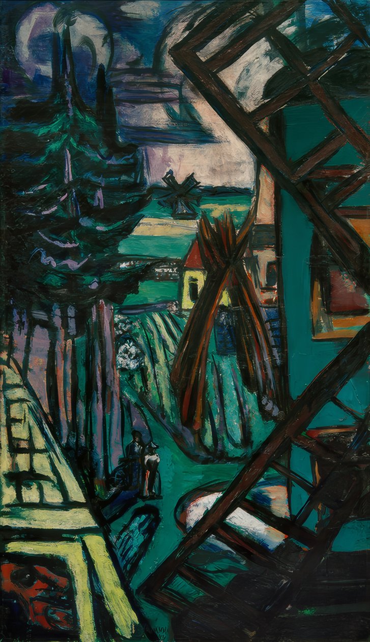 Große Landschaft aus Laren mit Windmühle von Max Beckmann