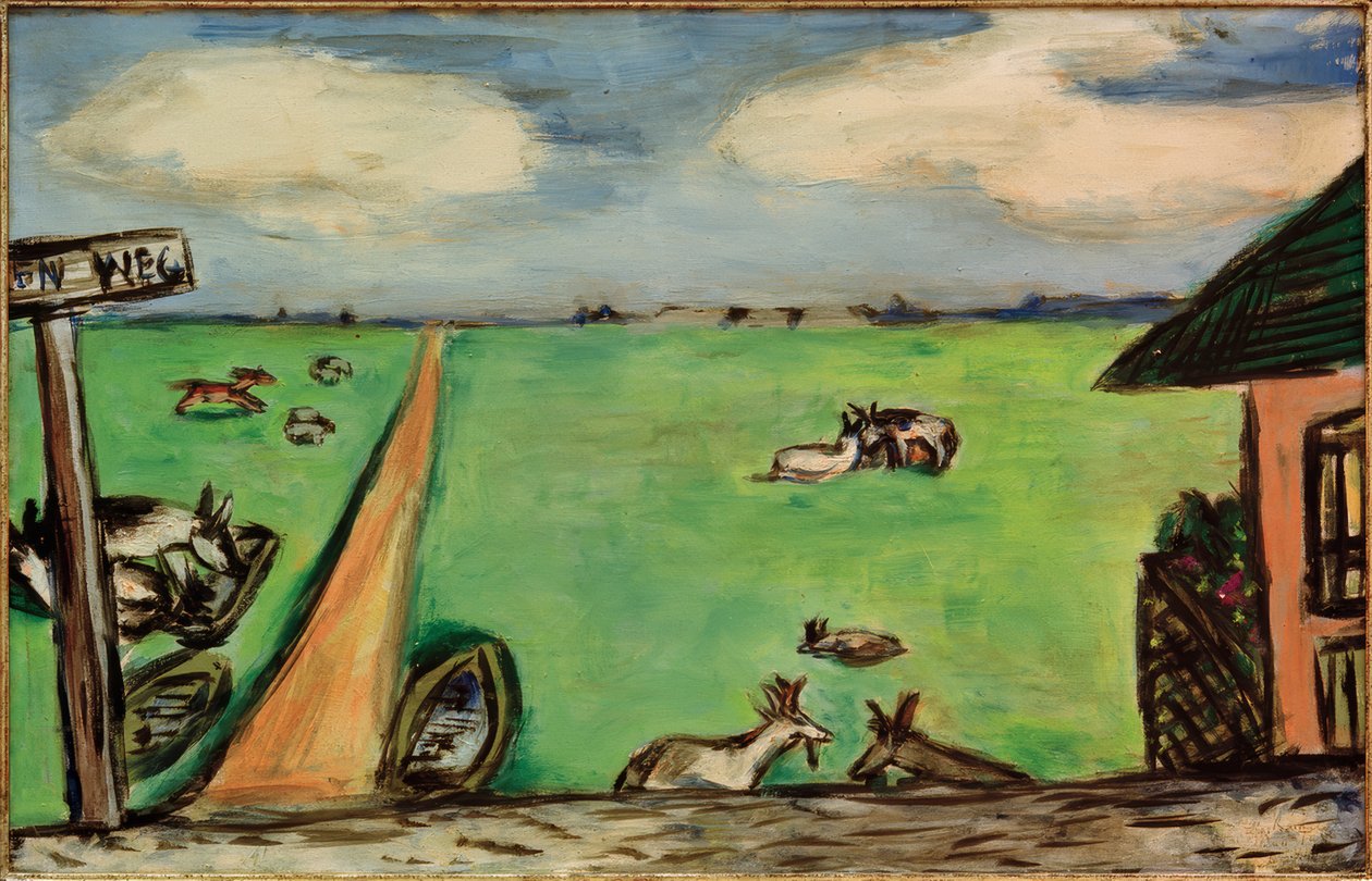 Grüne Wiese mit Kühen von Max Beckmann