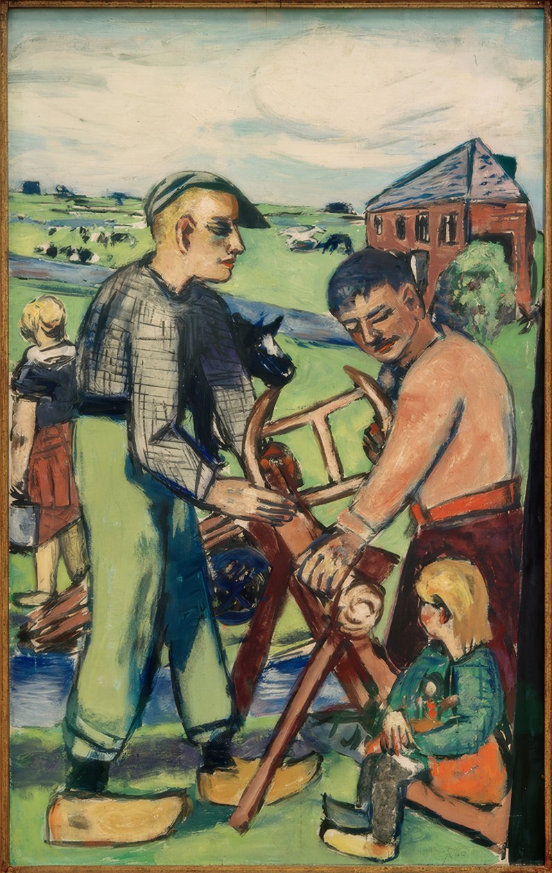 Holzsäger mit Kind (Holländische Holzsäger) von Max Beckmann