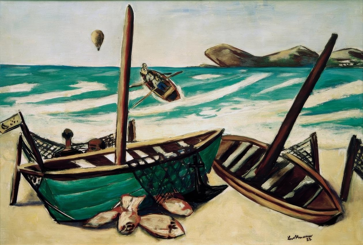 Küstenlandschaft mit Ballon von Max Beckmann