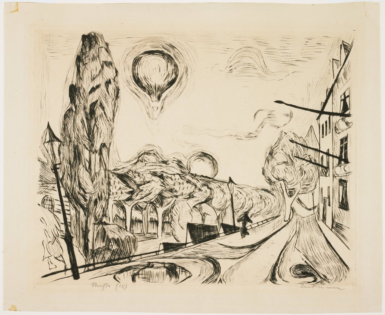 Landschaft mit Ballon von Max Beckmann