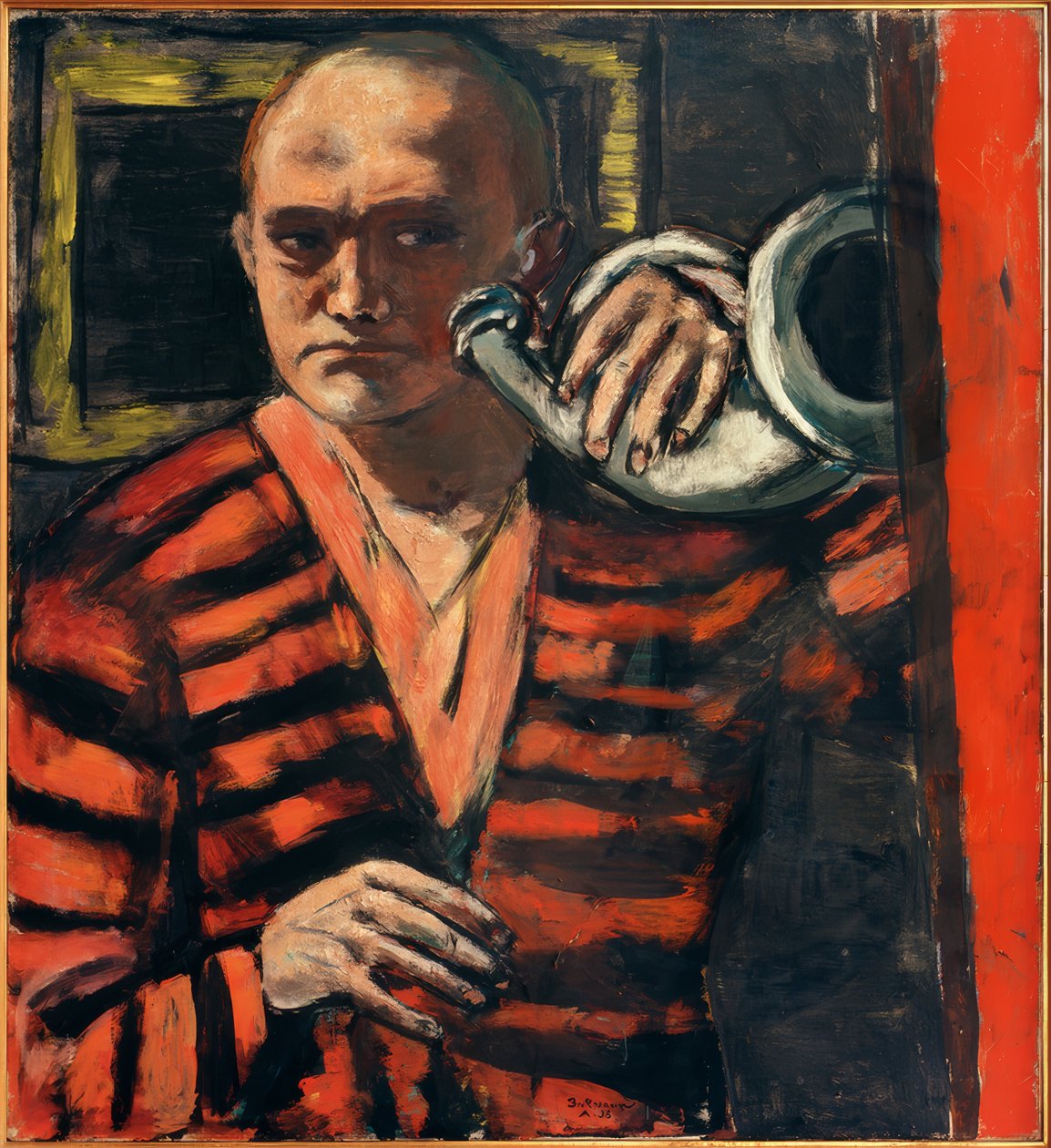 Selbstbildnis mit Horn von Max Beckmann