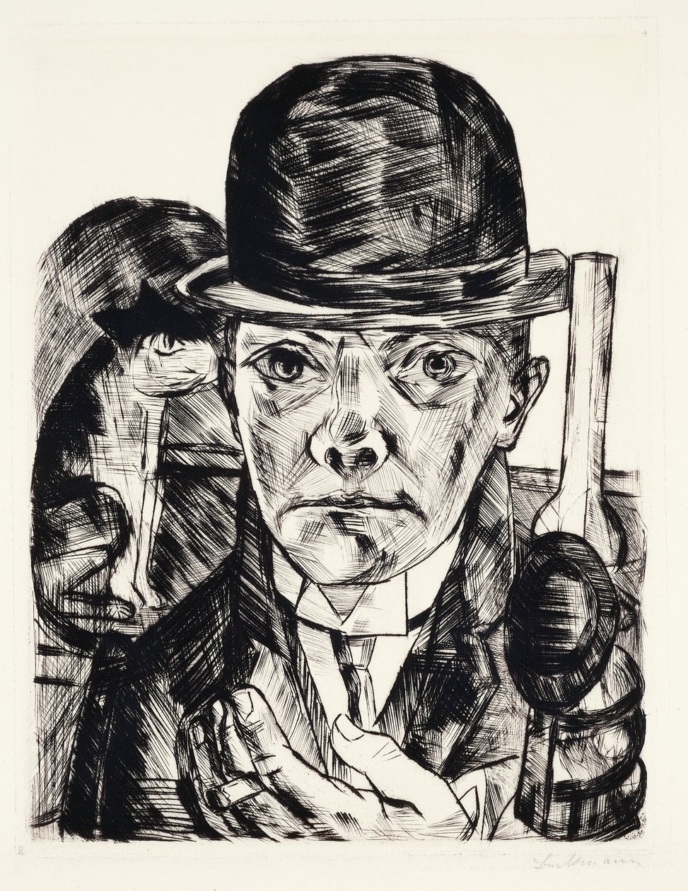 Selbstporträt mit Hut von Max Beckmann