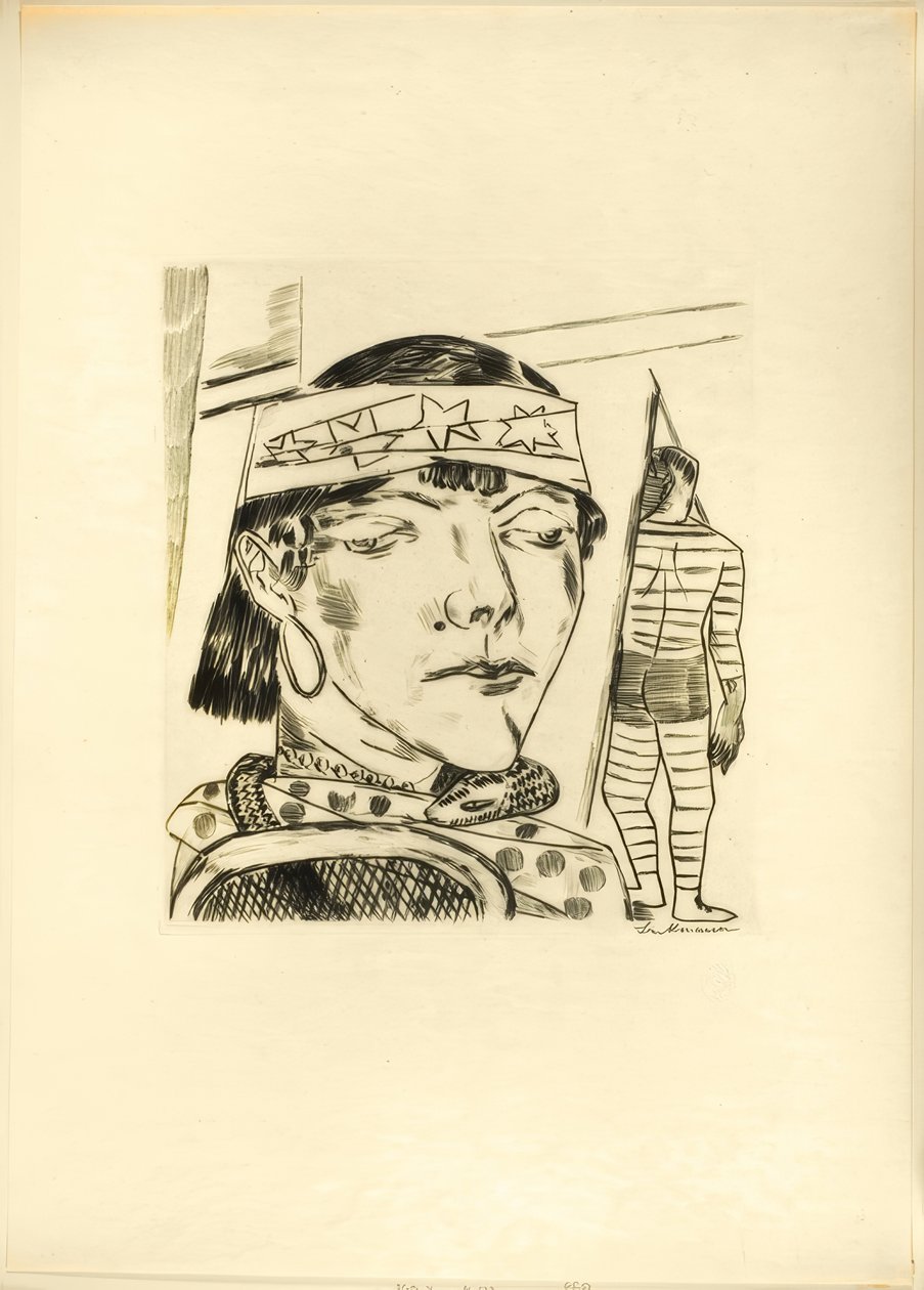 Schlangenlade, Platte zehn aus Jahrmarkt von Max Beckmann