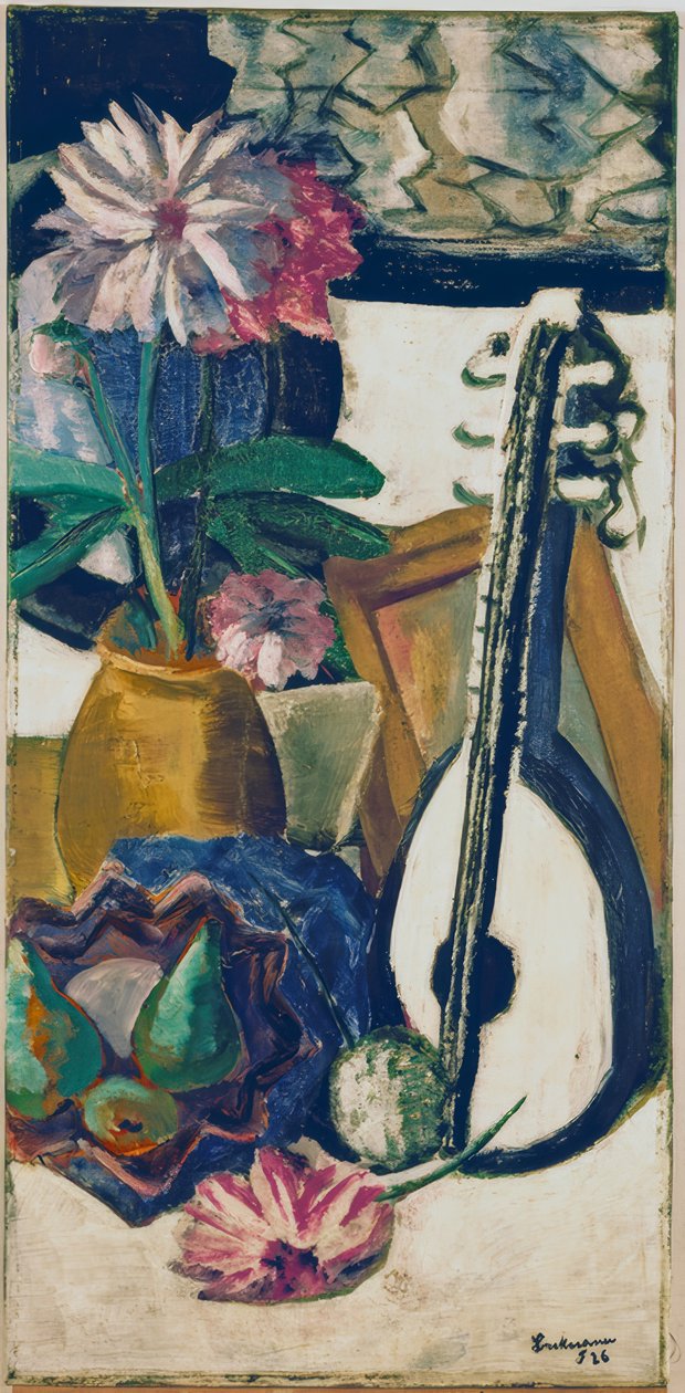 Stilleben mit violetten Dahlien von Max Beckmann