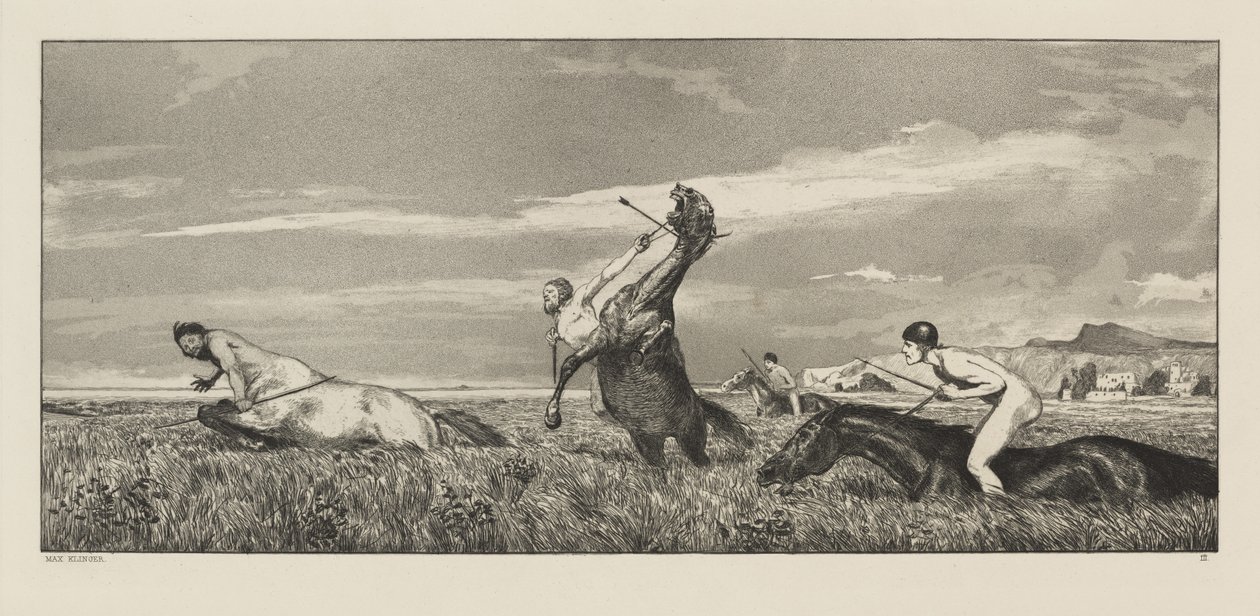 Intermezzi, Opus IV, Bl. 3: Zentaur verfolgt von Max Klinger