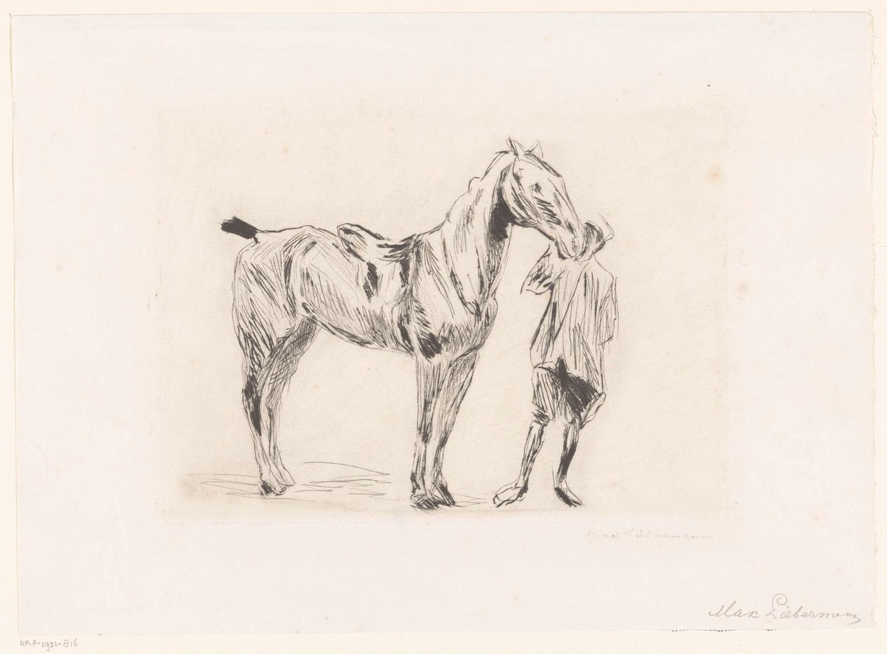Mann mit Reitpferd von Max Liebermann (signed by artist)