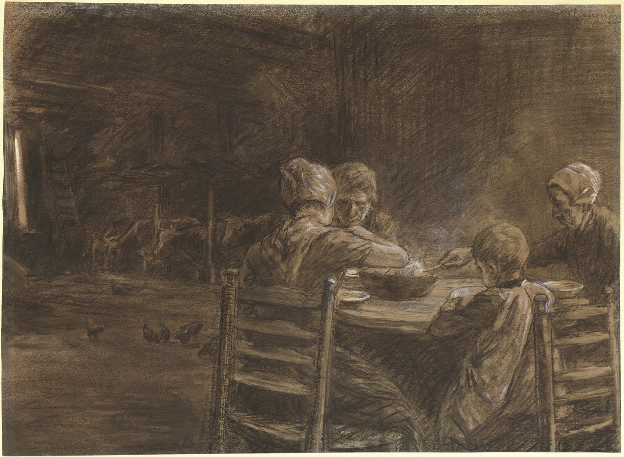 Ostfriesische Bauern beim Abendessen von Max Liebermann