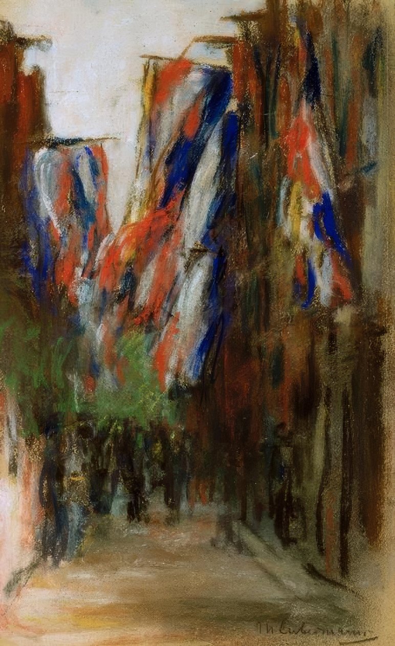 Holländische Straße mit Fahnen von Max Liebermann