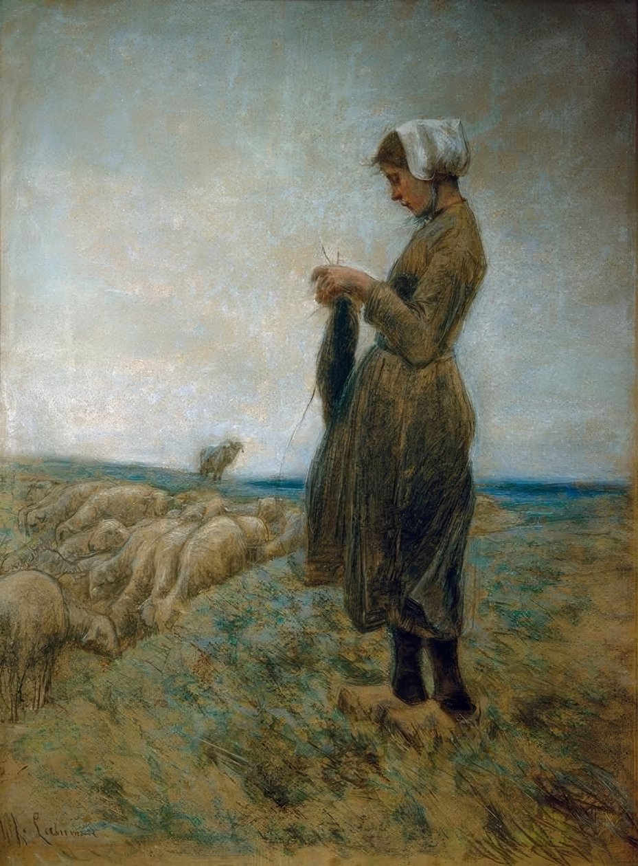 Holländisches Hirtenmädchen (Strickende Schafhirtin) von Max Liebermann