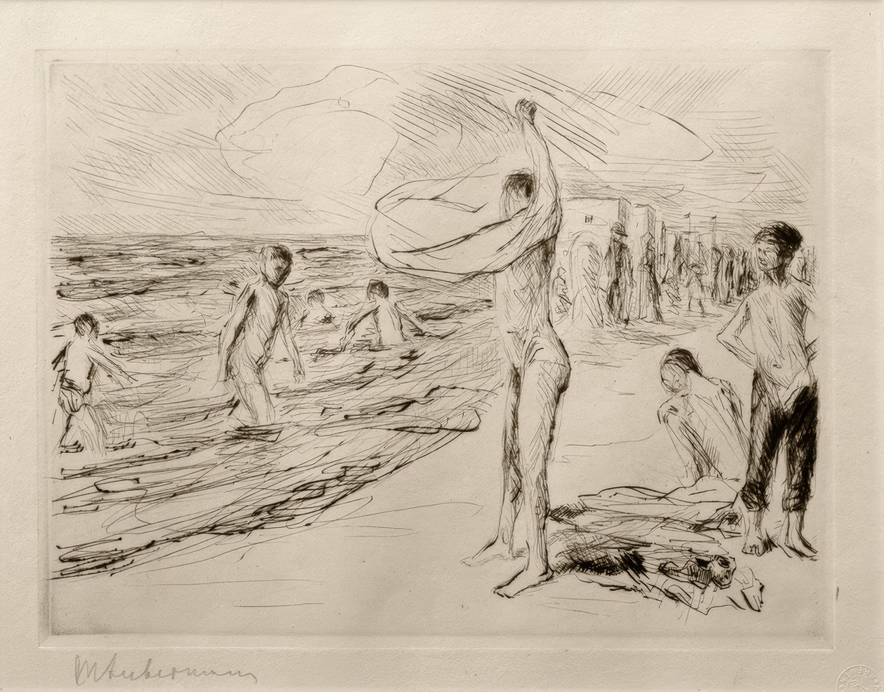 Badende Knaben im Wind von Max Liebermann