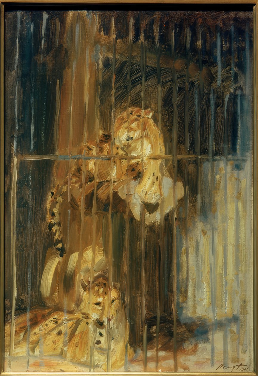 Zwei Leoparden im Käfig von Max Slevogt