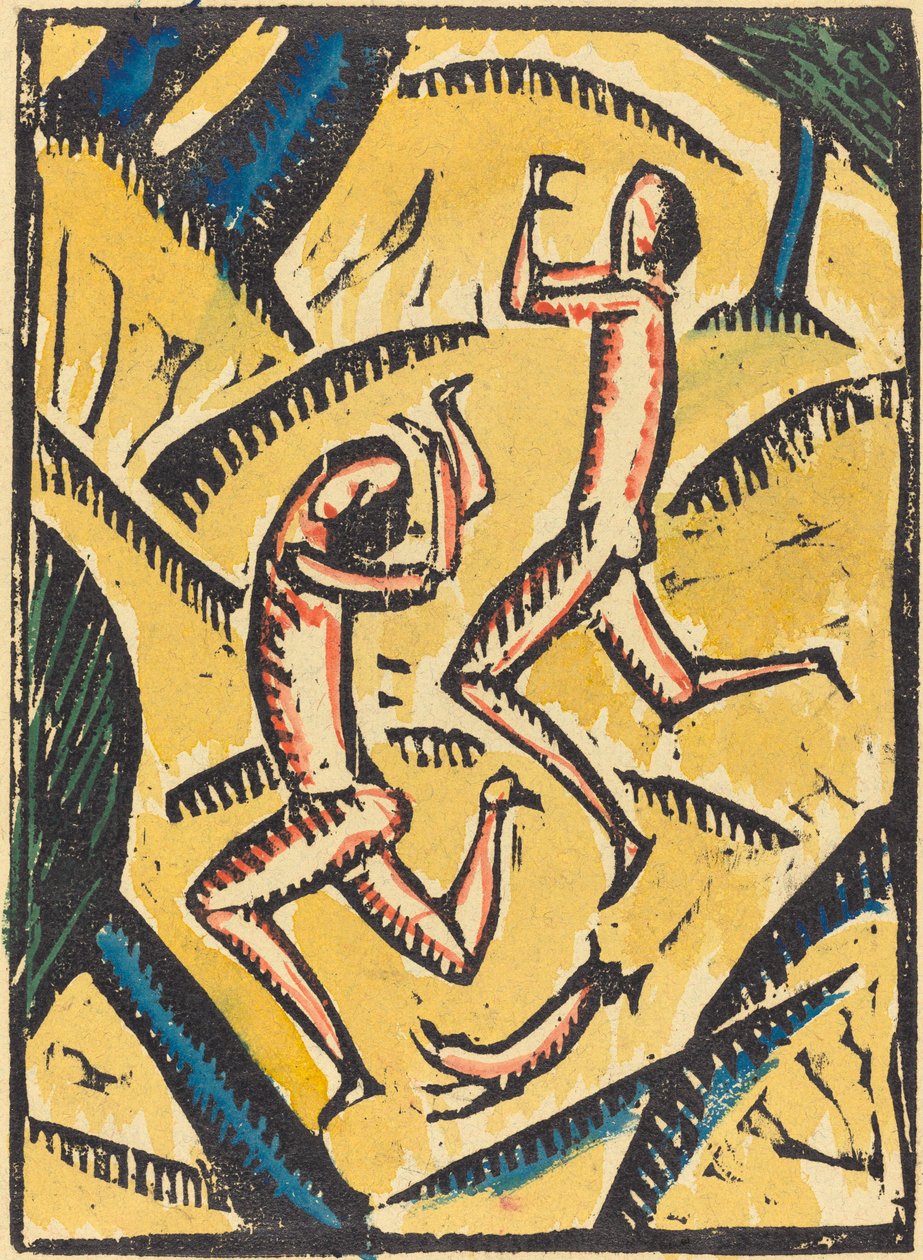 Zwei nackte Tänzerinnen in einer Landschaft von Max Zachmann