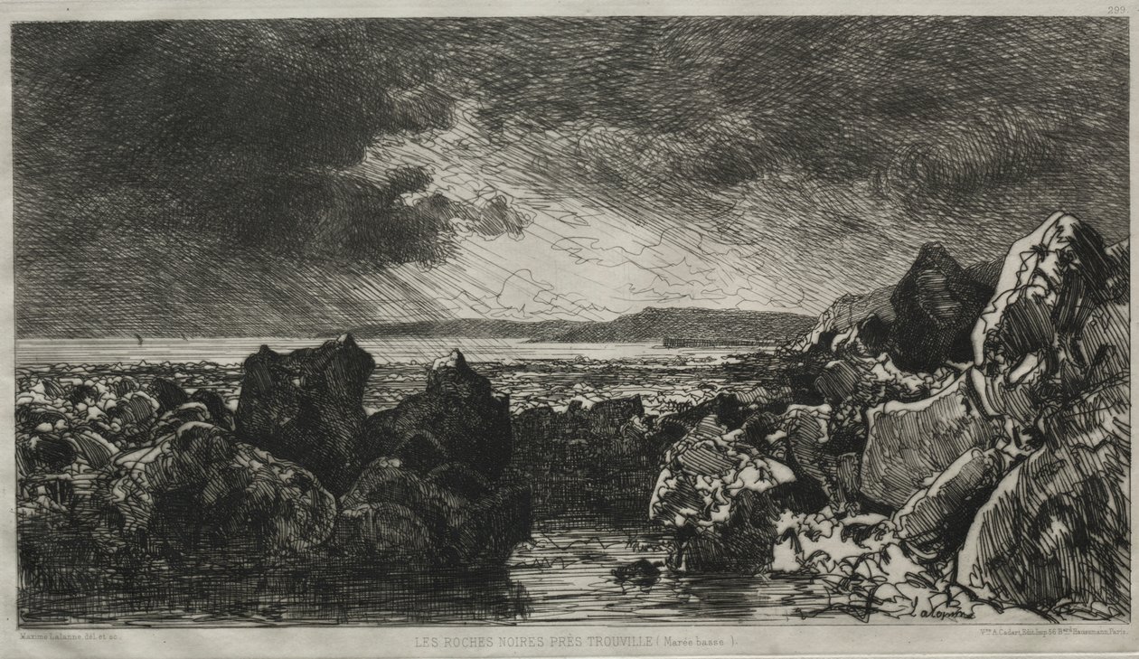 Schwarze Felsen bei Trouville (Ebbe) von Maxime Lalanne