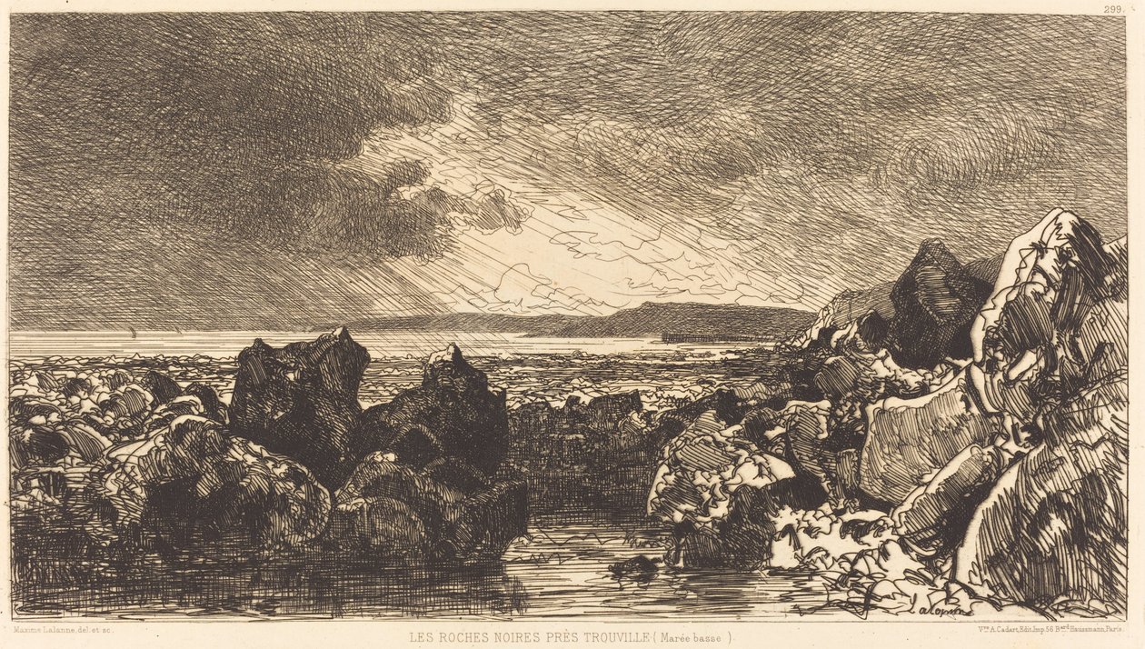 Die schwarzen Felsen bei Trouville (Ebbe) von Maxime Lalanne