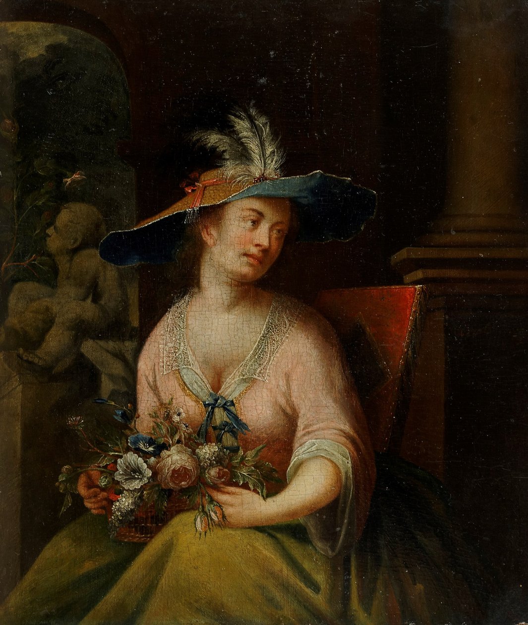 Dame mit Blumen von Melchior Brassauw