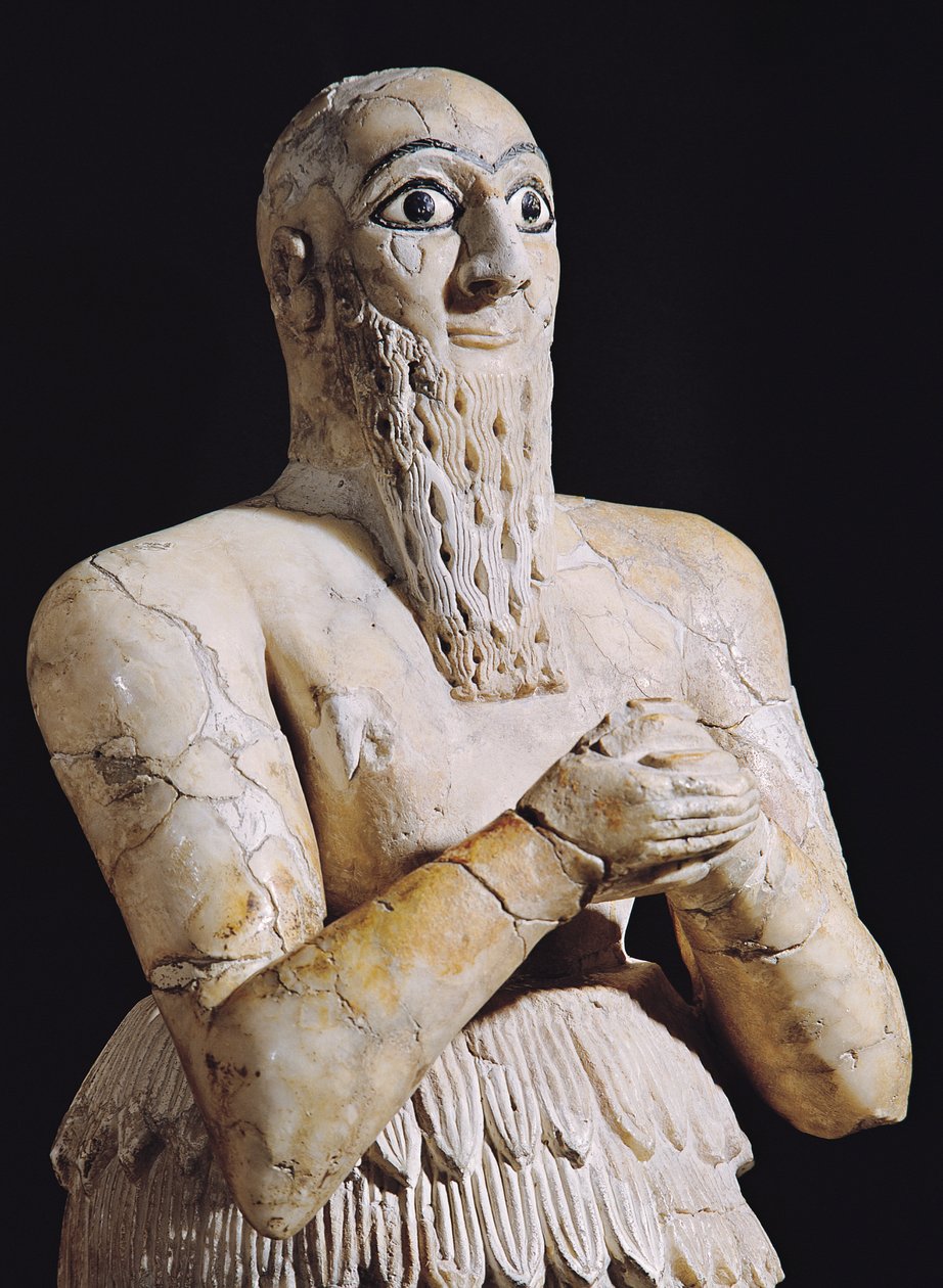 Detail einer Statue von Itur-Shamagen, König von Mari, beim Gebet, aus Mari, Mittlerer Euphrat, 2800-2300 v. Chr. von Mesopotamian