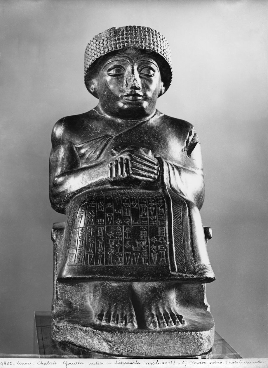 Gudea, Prinz von Lagash, Statue gewidmet Ningizzada, neosumerisch, aus Telloh, antikes Girsu, ca. 2130 v. Chr. von Mesopotamian