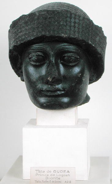 Kopf von Gudea, Prinz von Lagesh, aus Telloh (altes Girsu) Neo-Sumerisch, ca. 2150 v. Chr. von Mesopotamian