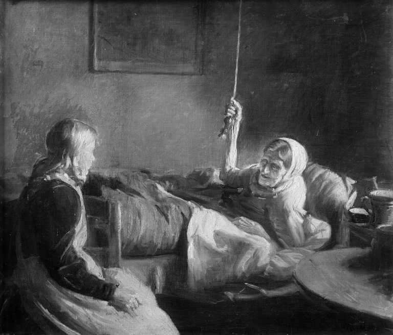 Alte Frau im Bett von Michael Peter Ancher