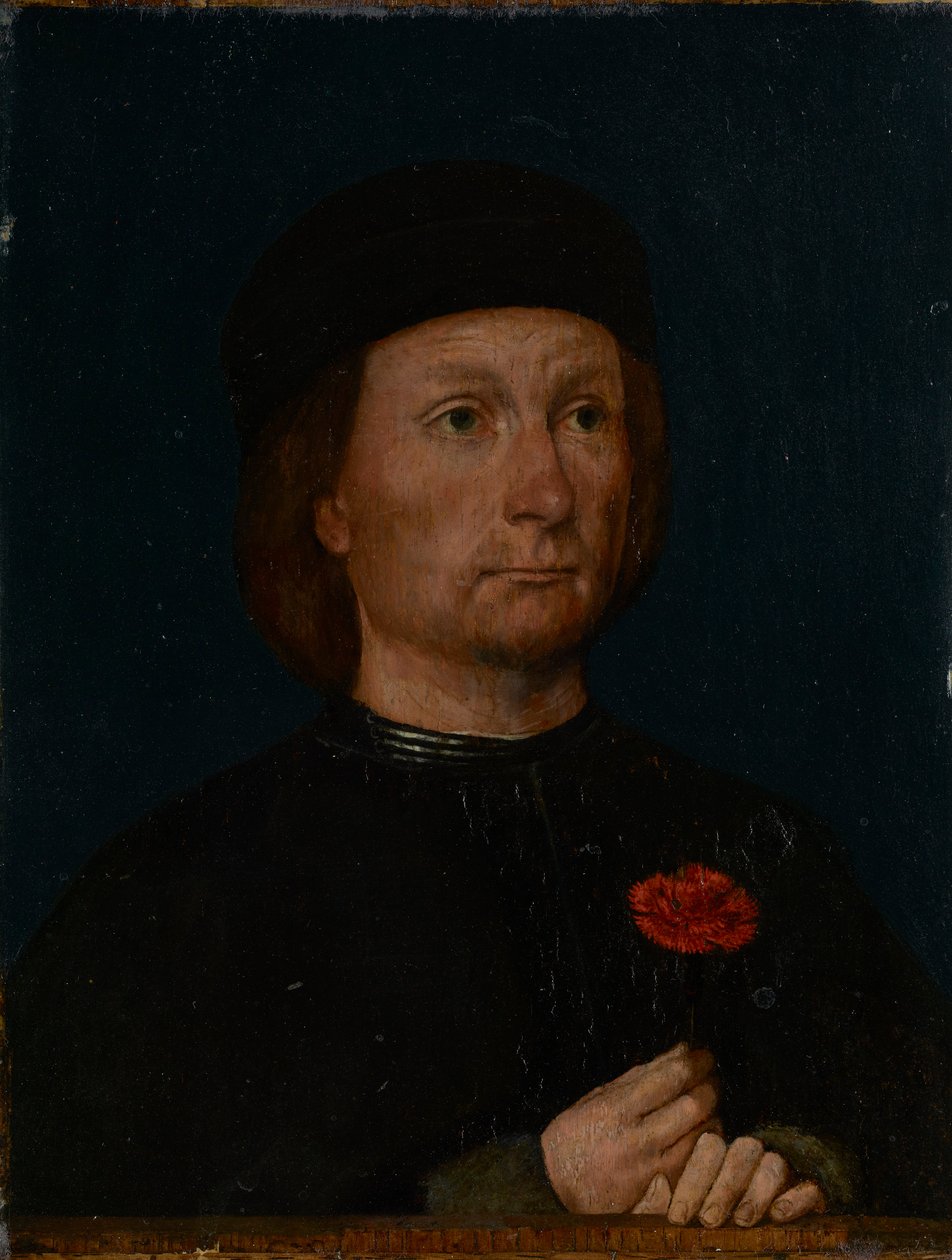 Porträt eines Mannes mit Nelke von Michael Sittow