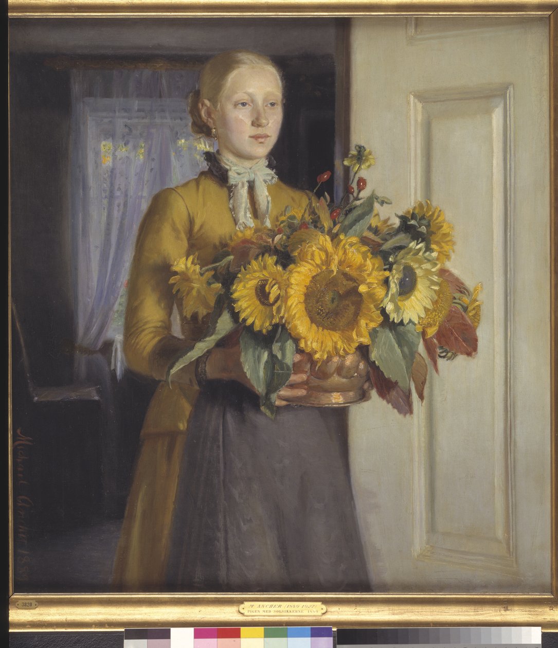 Ein Mädchen mit Sonnenblumen von Michael Ancher