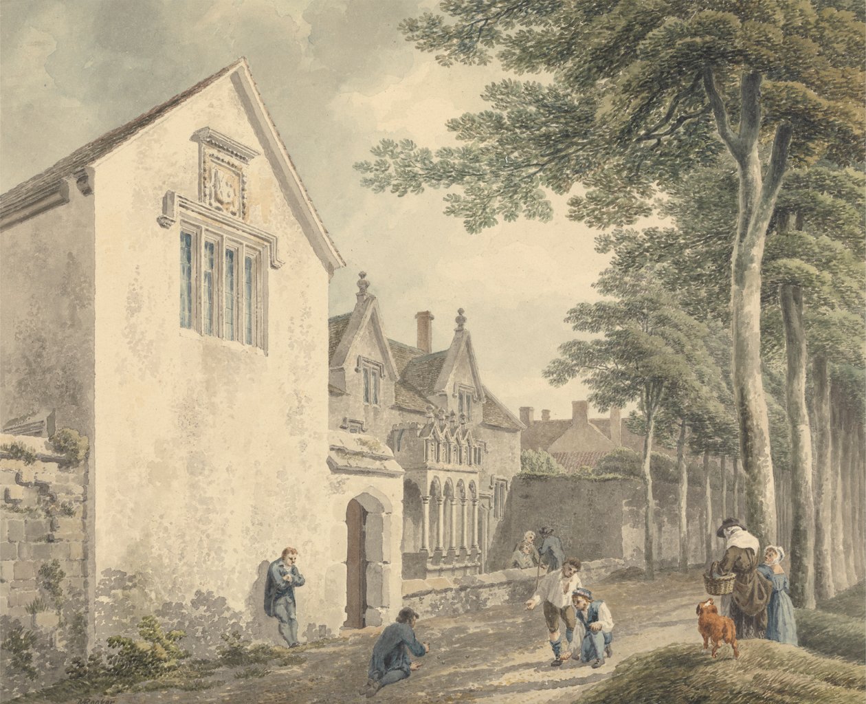 Armenhäuser im Kirchhof von St. Cuthbert, Wells von Michael Angelo Rooker