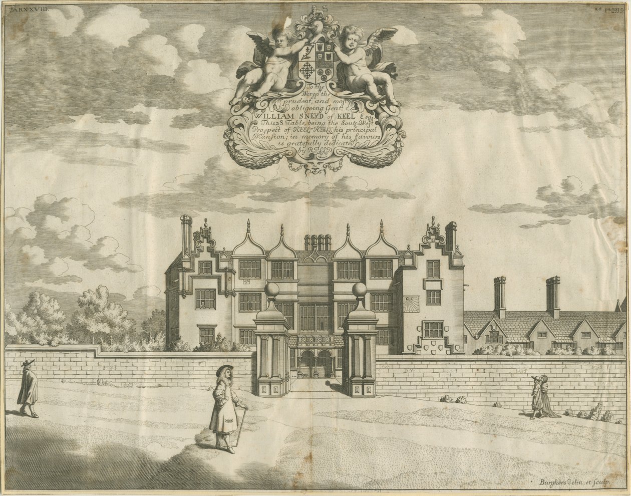 Keele Hall: Kupferstich, undatiert [1653-1686] von Michael Burghers