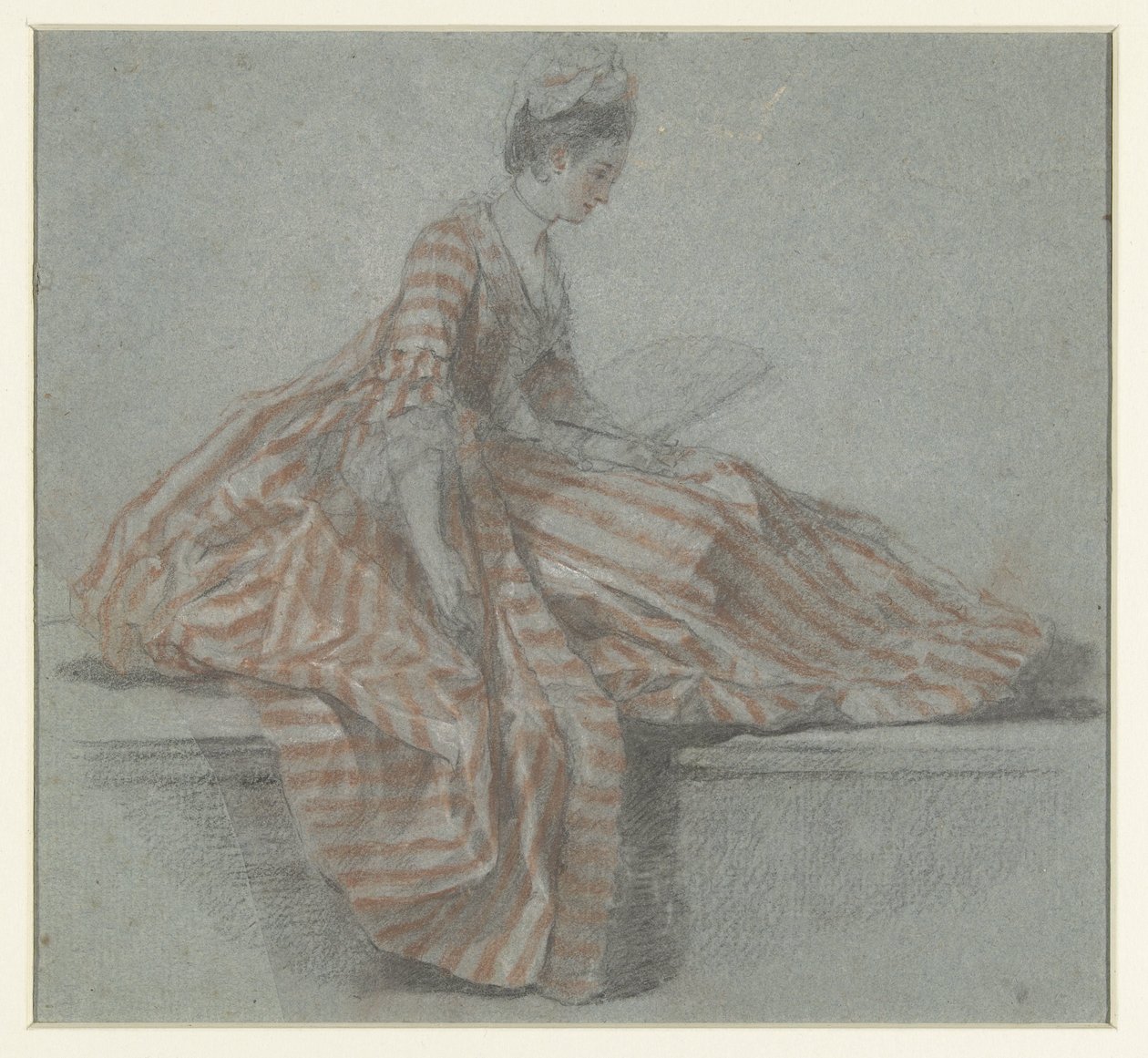 Sitzende Dame auf einer Balustrade von Michel Barthelemy Ollivier