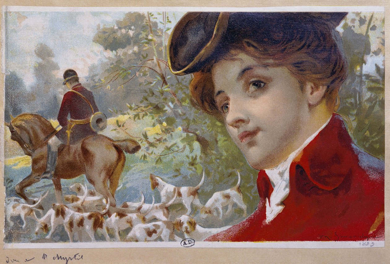 Frau auf der Jagd - Chromo. von Simondy von Michel Simonidy