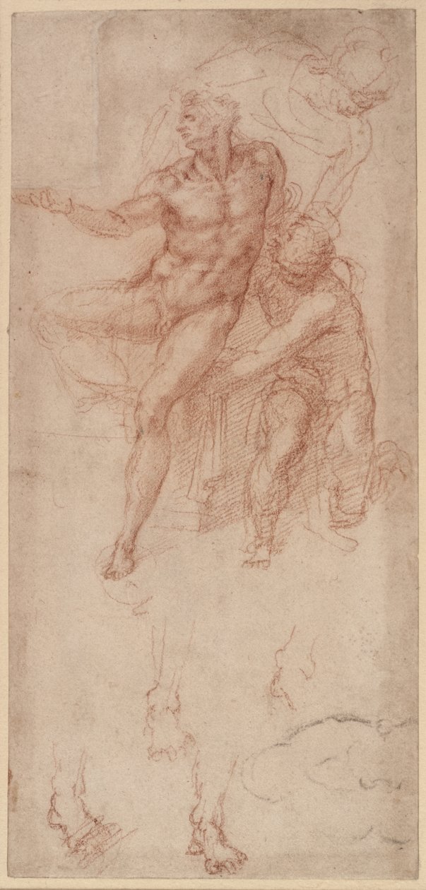 Figurenstudien (Rötel auf Papier) von Michelangelo Buonarroti
