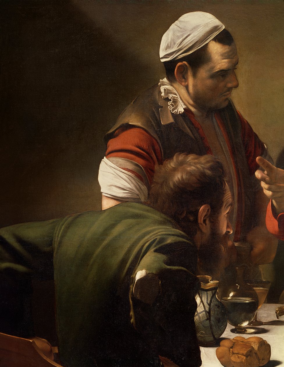 Das Abendmahl in Emmaus, 1601 (Detail) von Michelangelo Merisi Caravaggio