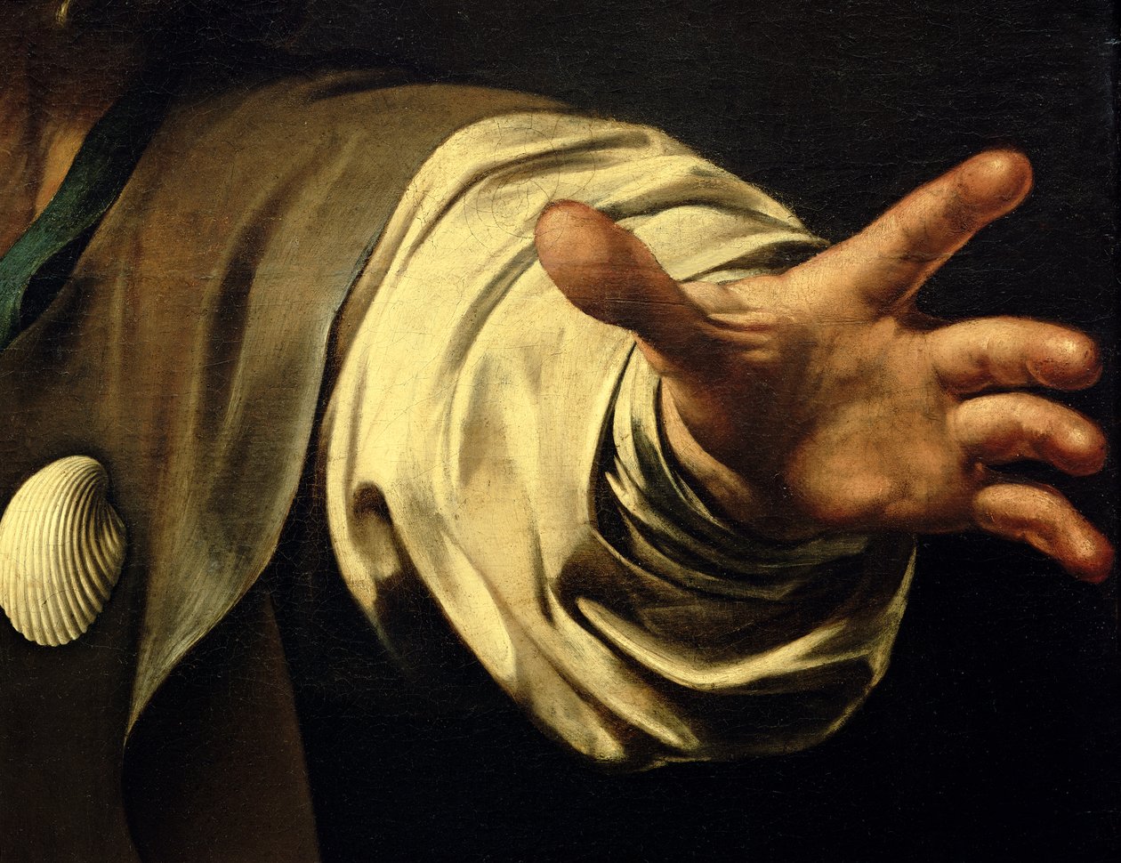 Das Abendmahl in Emmaus, 1601 (Detail) von Michelangelo Merisi Caravaggio
