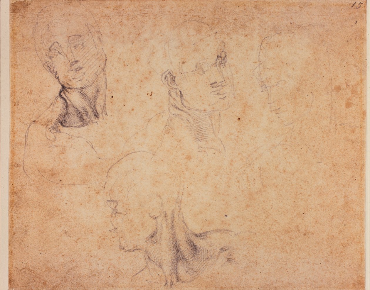 Vier männliche Kopfstudien von Michelangelo (after) Buonarroti