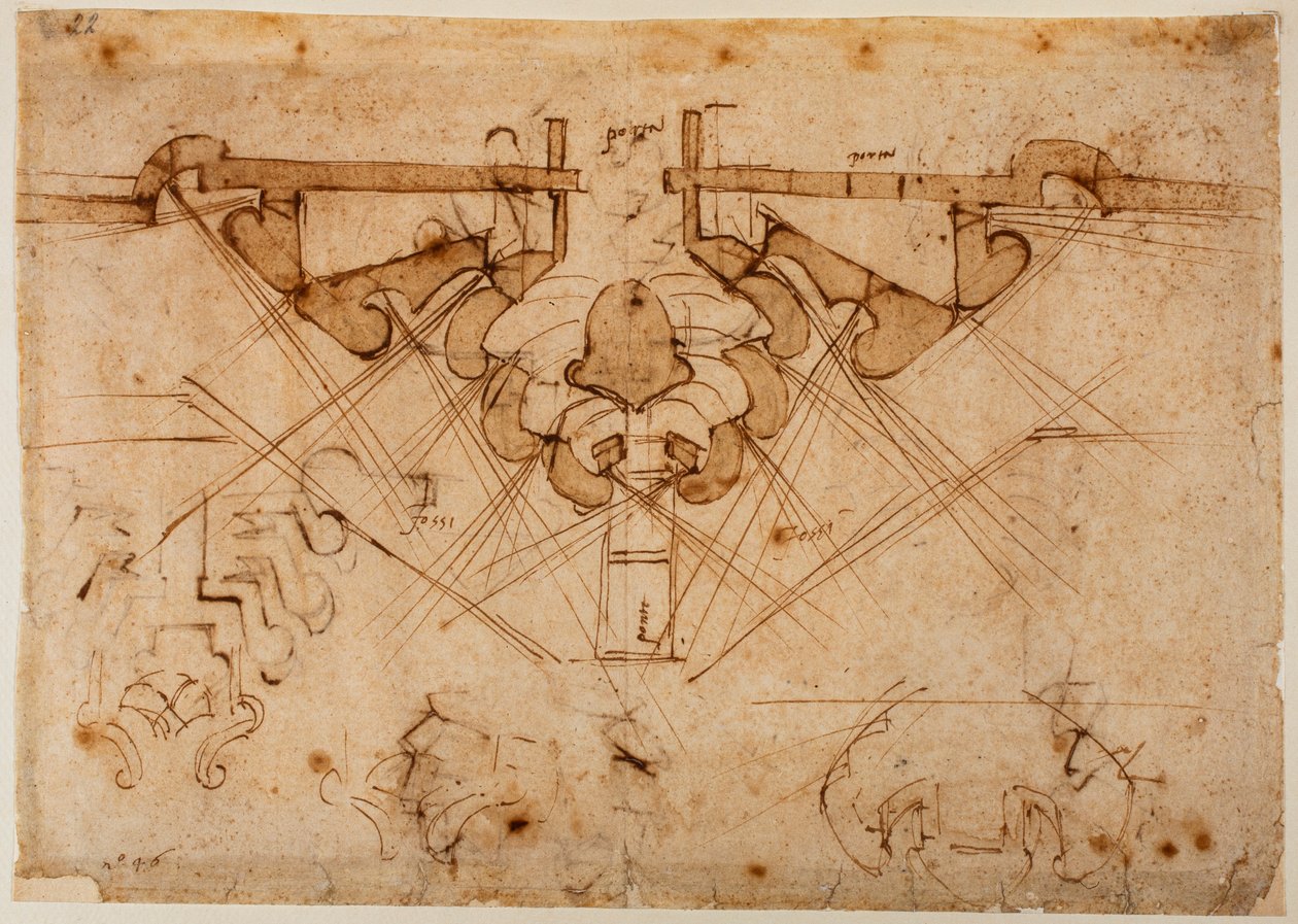 Projekt von Befestigungen für ein Tor von Michelangelo Buonarroti