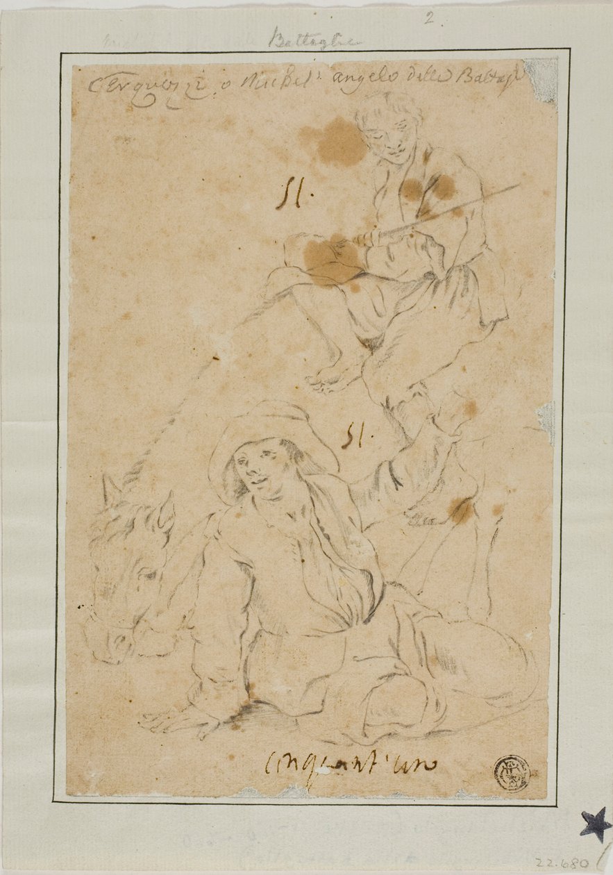 Zwei Bauern mit Esel von Michelangelo Cerquozzi