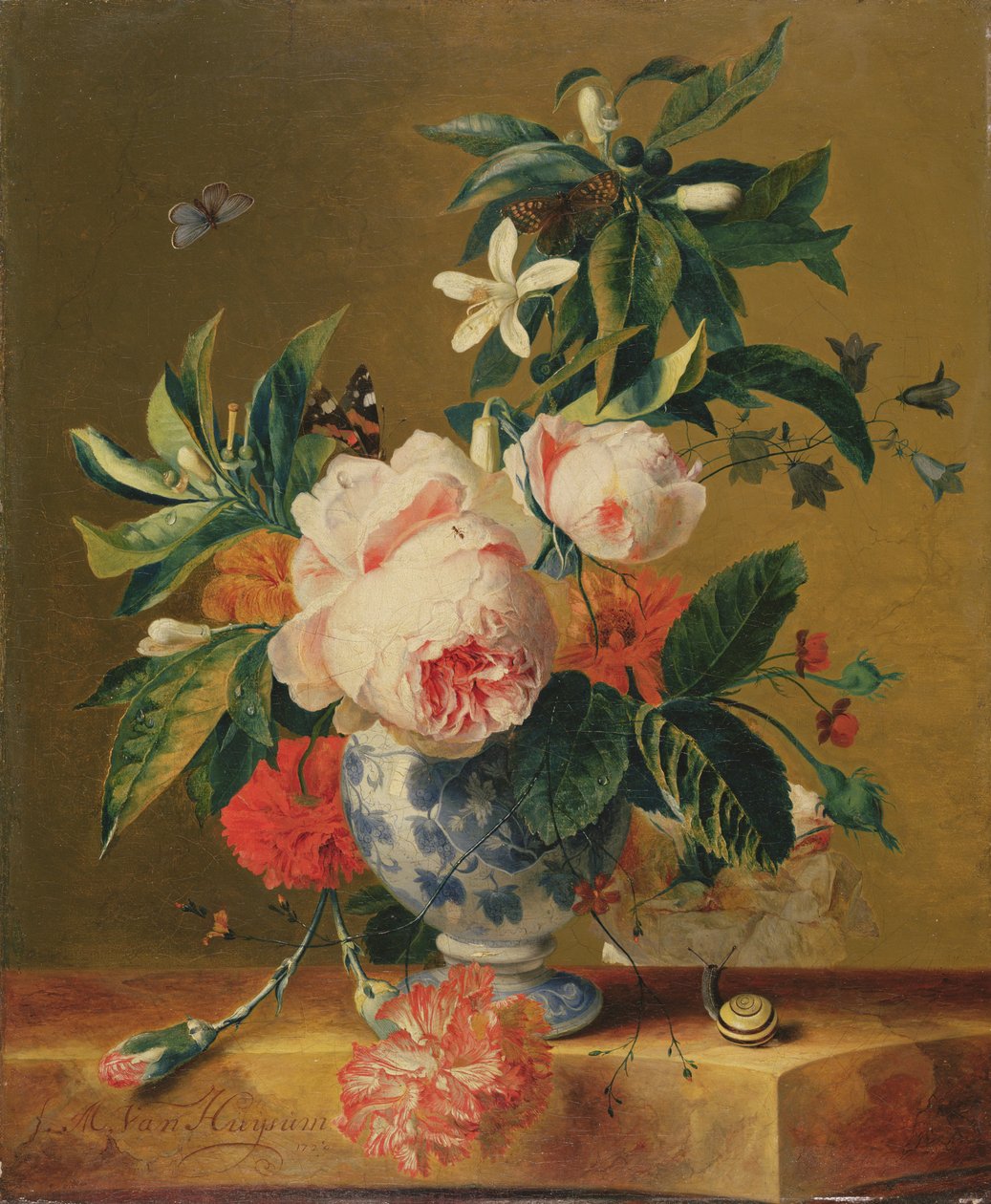 Eine Vase mit Blumen, 1729 von Michiel Van Huysum