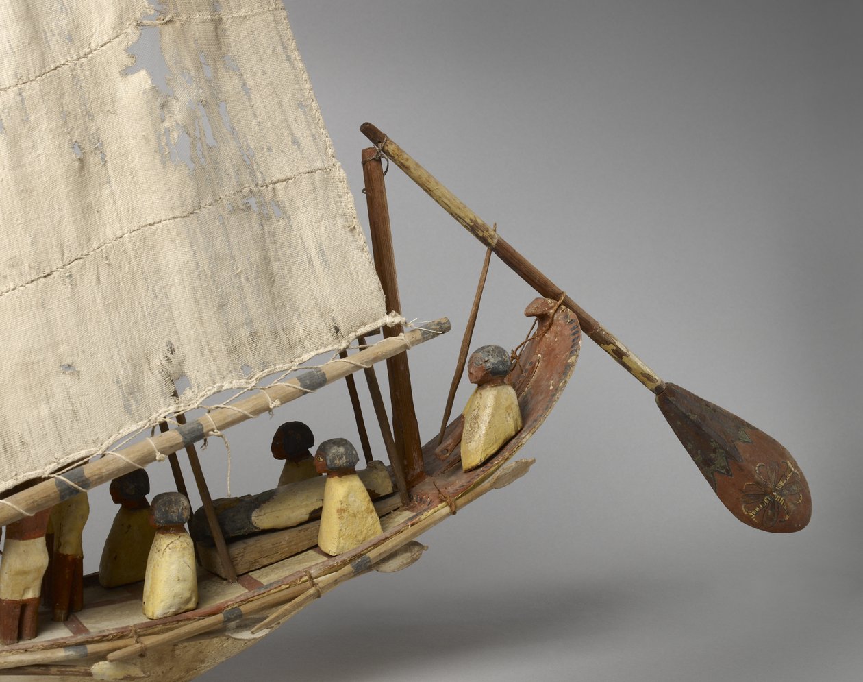 Modellboot mit Segel, Rudern und 10 Figuren, ca. 1975-1640 v. Chr. von Middle Kingdom Egyptian