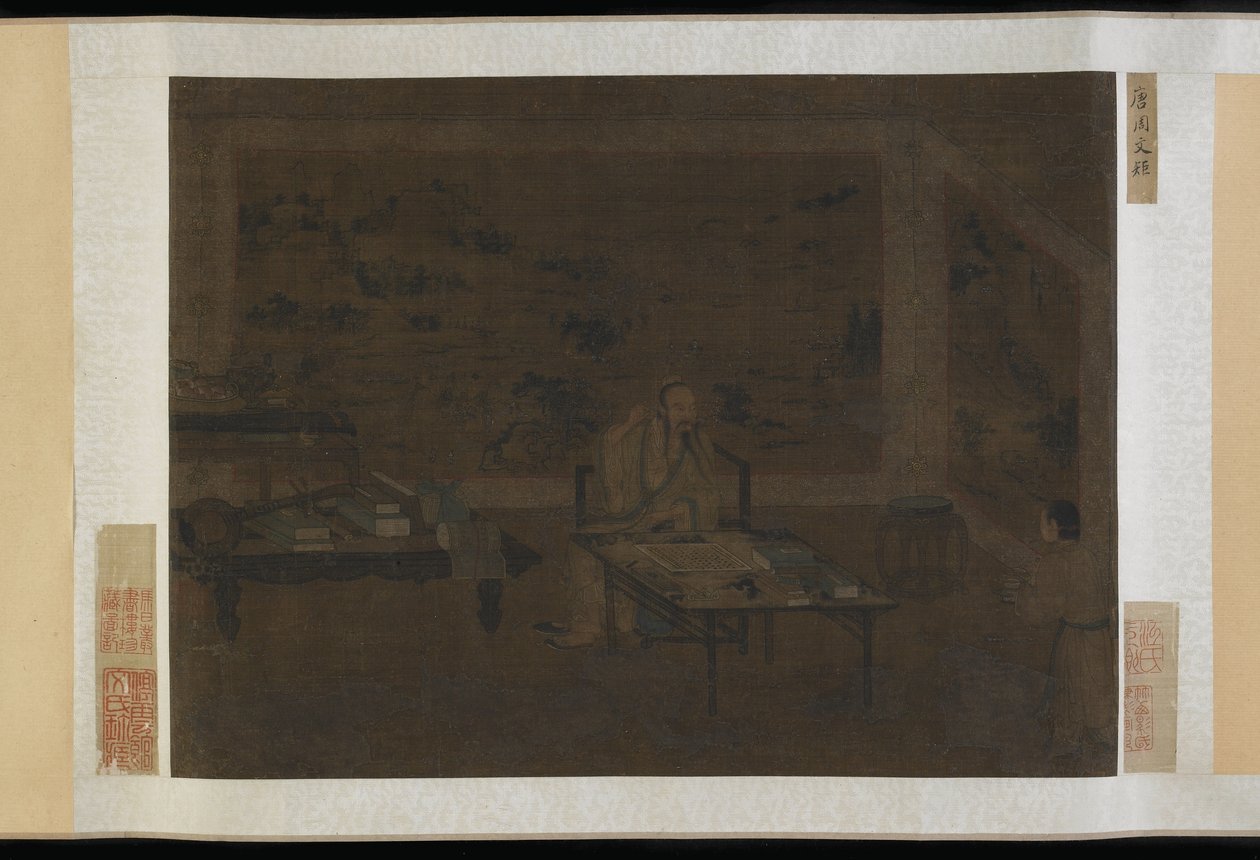 Mann reinigt sein Ohr von Ming Dynasty Chinese School