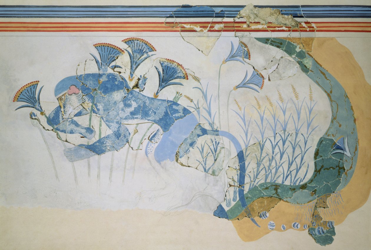 Blauer Affenfresko, Palast von Knossos, Kreta, ca. 1500 v. Chr. von Minoan