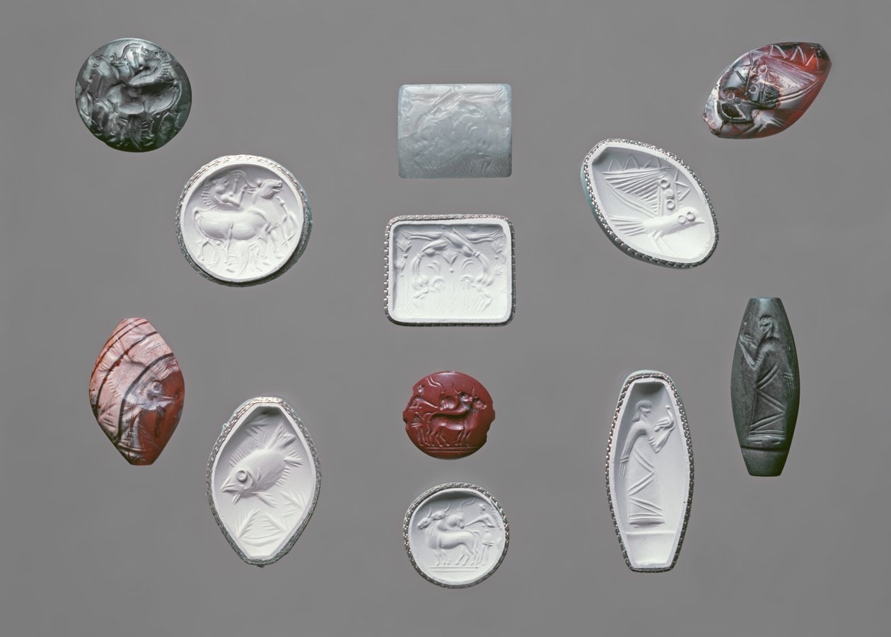Siegelsteine und Abdrücke der Bronzezeit, kretisch, ca. 1600 v. Chr. von Minoan